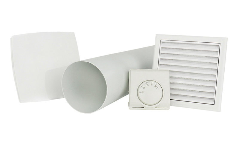 Ekonomiczny zestaw do dystrybucji gorącego powietrza Dalap THERMO zawiera wentylator, kanał, termostat i kratka