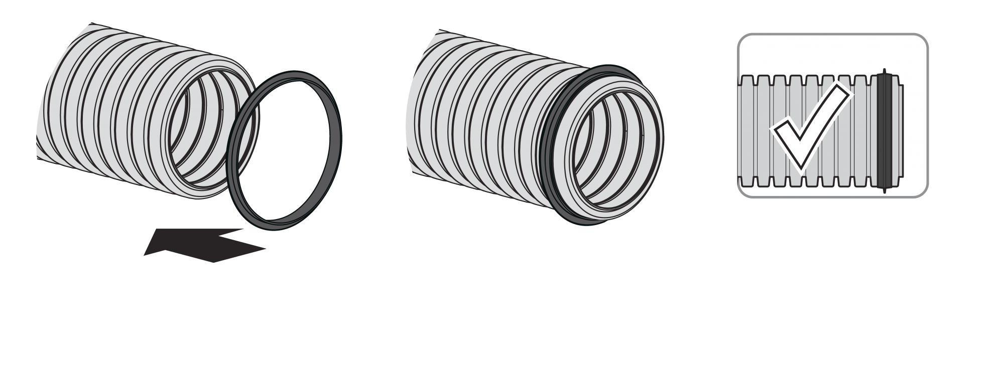 Za pomocą gumowego pierścienia zapobiegamy stratom ciśnienia w systemie wentylacyjnym.