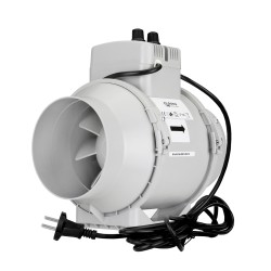 Profesjonalny wentylator kanałowy plastikowy z termostatem i regulatorem obrotów Ø 150 mm