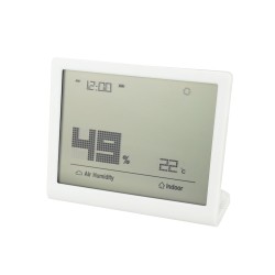 Cyfrowy LCD czujnik wilgoci z termometrem i zegarkiem Dalap THM, biały